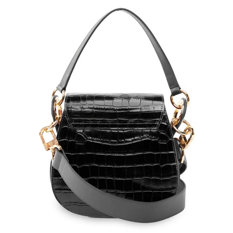 Holland Cooper Chelsea Saddle Bag - Black Croc-2